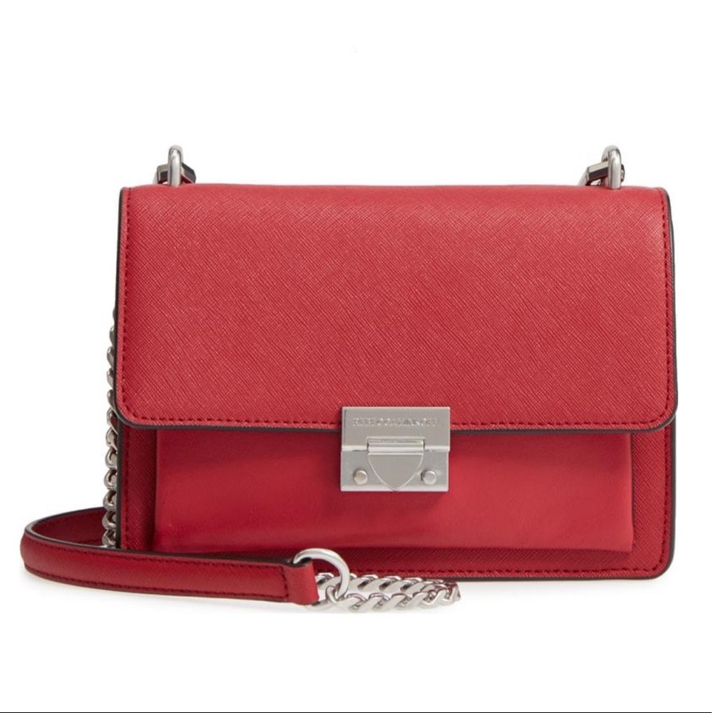 Rebecca Minkoff SM CHRISTY LEATHER SHOULDER BAG - RED IN SCARLET new w/ tag